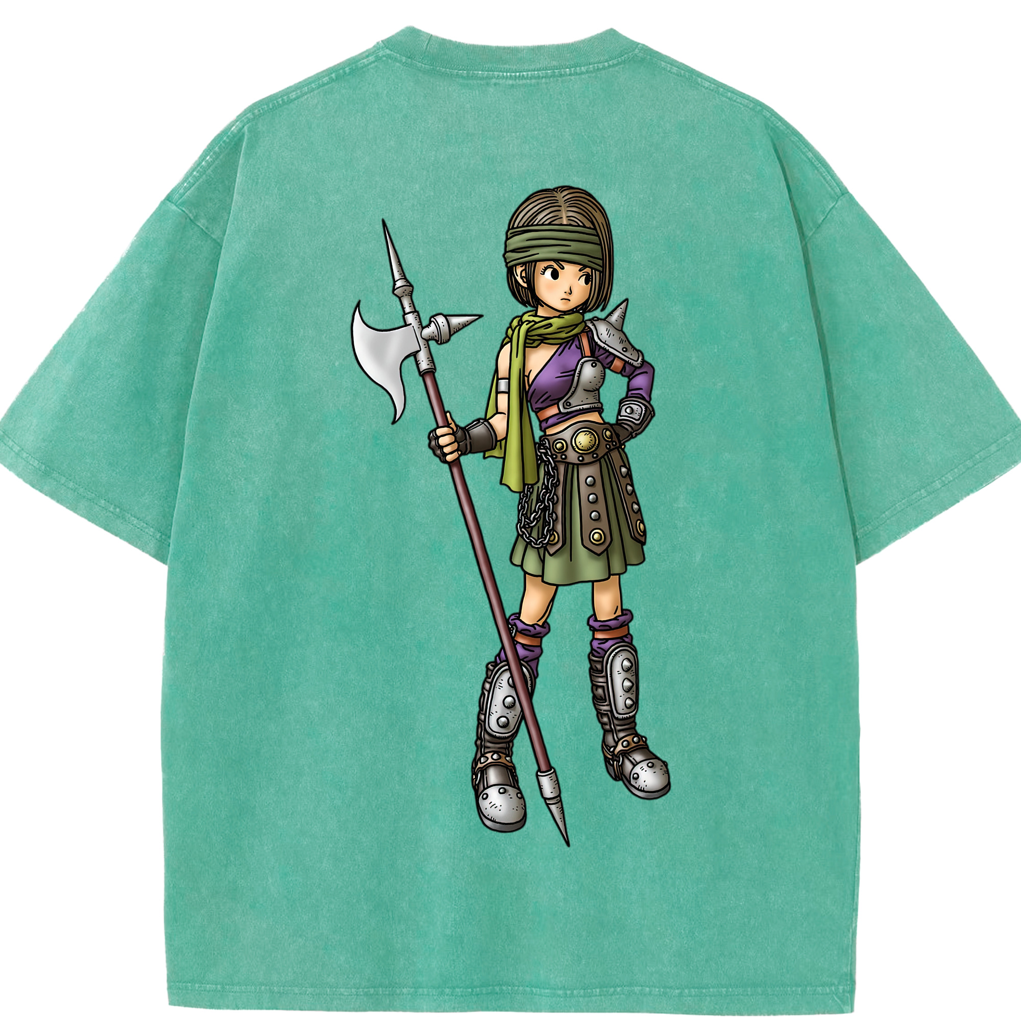 （画像用） ドラゴンクエスト Doragon Kuesuto Dragon Quest 綿100% ヴィンテージ風 半袖Tシャツ（背面プリント）